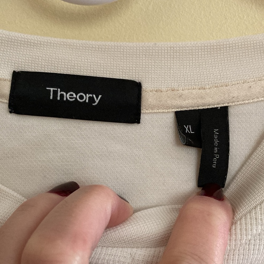 Theory sz XL long sleeve tshirt with three front buttons like NEW ivory white - Picture 2 of 9